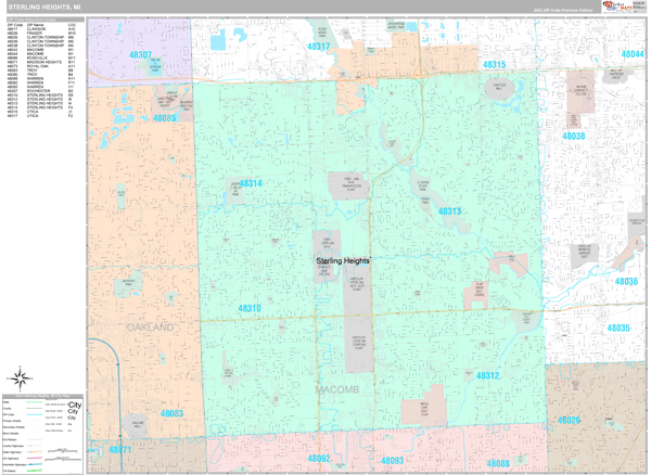 Sterling Heights City Digital Map Premium Style